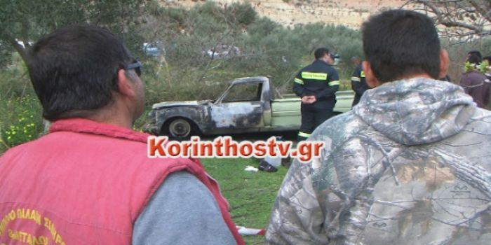 Απανθρακωμένος άνδρας, σε αγροτικό όχημα στο Ζευγολατιό Κορινθίας (vd)