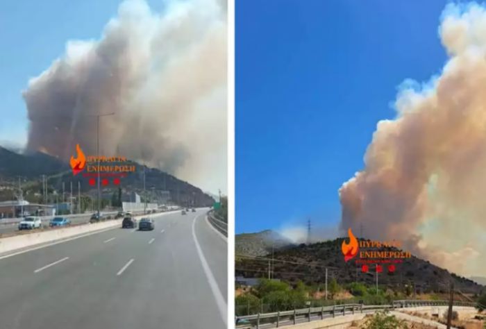Φωτιά στη Νέα Πέραμο κοντά στα διόδια Ελευσίνας - Μήνυμα από το 112, έκλεισε η Εθνική