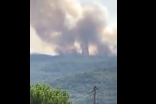 Φλέγεται ξανά η Γορτυνία - Δείτε πως φαίνεται η μεγάλη φωτιά από το Βούτσι (vd)