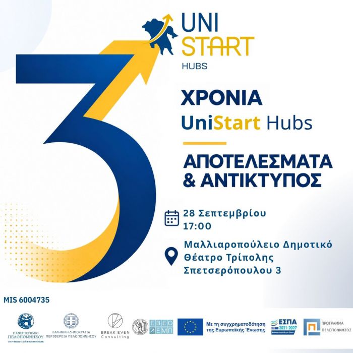 3 &Chi;&rho;ό&nu;&iota;&alpha; UniStart Hubs: &Alpha;&pi;&omicron;&tau;&epsilon;&lambda;έ&sigma;&mu;&alpha;&tau;&alpha; &amp; &Alpha;&nu;&tau;ί&kappa;&tau;&upsilon;&pi;&omicron;&sigmaf;