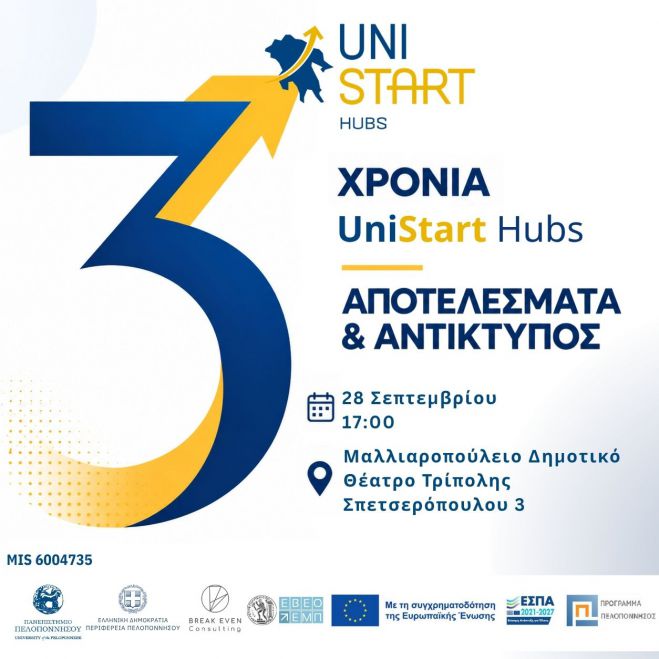 3 &Chi;&rho;ό&nu;&iota;&alpha; UniStart Hubs: &Alpha;&pi;&omicron;&tau;&epsilon;&lambda;έ&sigma;&mu;&alpha;&tau;&alpha; &amp; &Alpha;&nu;&tau;ί&kappa;&tau;&upsilon;&pi;&omicron;&sigmaf;