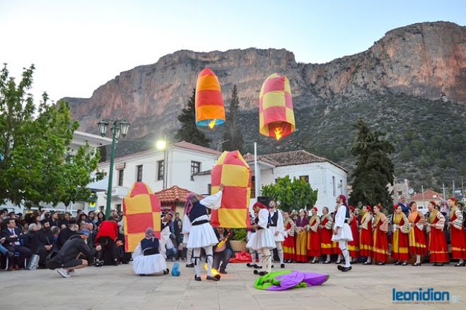 Λεωνίδιο | Τελετή της Αγάπης με Τζουμπελούδες, αερόστατα και πυροτεχνήματα! (vd)