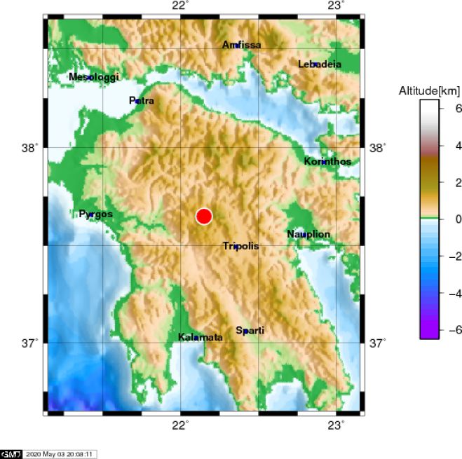 Τέσσερις σεισμικές δονήσεις το βράδυ στη Γορτυνία