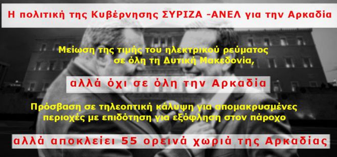 Οδυσσέας: &quot;H Κυβέρνηση ΣΥΡΙΖΑ-ΑΝΕΛ αποκλείει 55 χωριά της Αρκαδίας από την επιδότηση για τα κανάλια&quot;