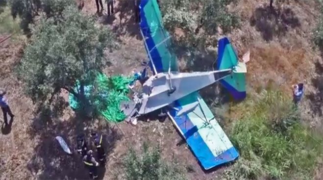 Βίντεο από τα συντρίμμια του αεροσκάφους που έπεσε στη Σπάρτη (vd)