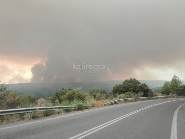 Γορτυνία | Το μέτωπο της φωτιάς όπως φαίνεται από το Τουμπίτσι (εικόνες - βίντεο)