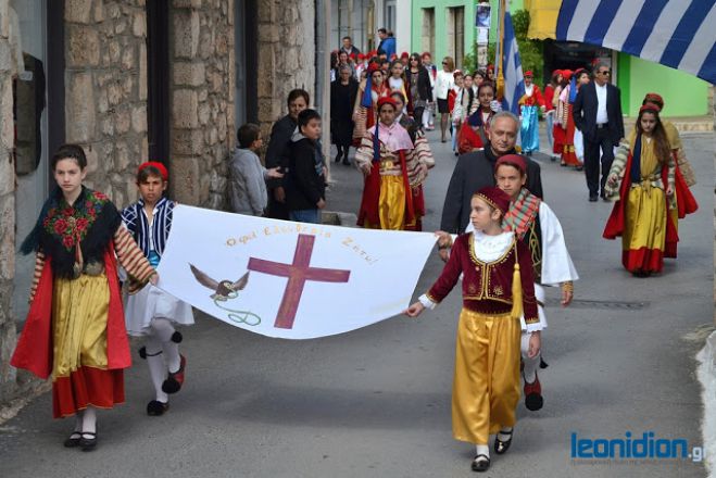 Με λαμπρότητα ο εορτασμός της 25ης Μαρτίου στο Λεωνίδιο (vd)