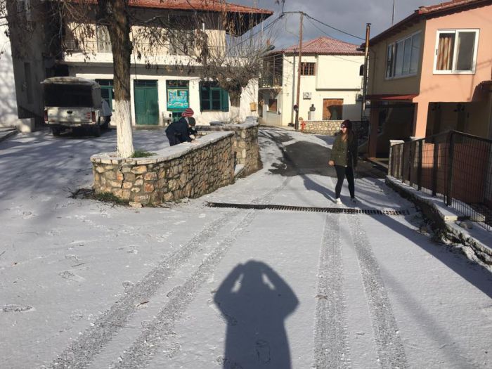 Η selfie του Οδυσσέα από την χιονισμένη Μυγδαλιά!