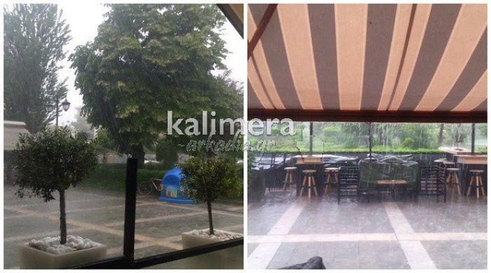 Η στιγμή της δυνατής νεροποντής στην Τρίπολη! (vd)