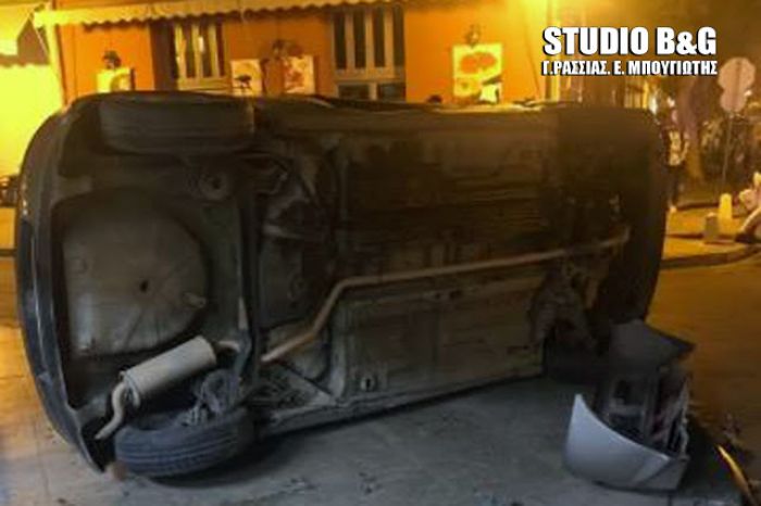 Ναύπλιο - Τροχαίο ατύχημα με ανατροπή αυτοκινήτου