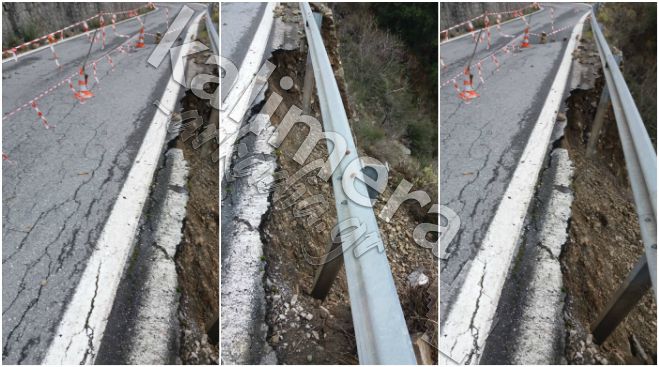 Σοβαρό πρόβλημα από Λαγκάδια προς Λευκοχώρι - Έχει &quot;φύγει&quot; τμήμα του δρόμου - Θα ασχοληθεί η Περιφέρεια;