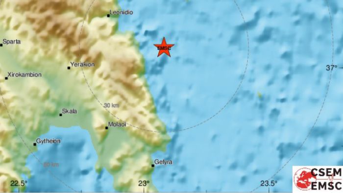 Σεισμός 3.9 Ρίχτερ ανατολικά του Λεωνιδίου - Αισθητός και στην Τρίπολη