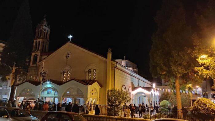 &Eta; &gamma;&iota;&omicron;&rho;&tau;ή &tau;&eta;&sigmaf; &Alpha;&gamma;ί&alpha;&sigmaf; &Theta;&epsilon;&omicron;&delta;ώ&rho;&alpha;&sigmaf; &epsilon;&nu; &Beta;ά&sigma;&tau;&alpha; &sigma;&tau;&omicron; &Nu;&alpha;ό &Alpha;&gamma;ί&omicron;&upsilon; &Delta;&eta;&mu;&eta;&tau;&rho;ί&omicron;&upsilon; &Tau;&rho;ί&pi;&omicron;&lambda;&eta;&sigmaf;