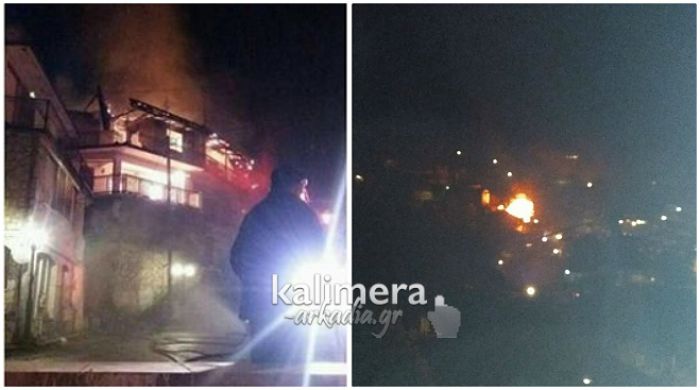 Κάηκαν σπίτια από τη φωτιά στο Βαλτεσινίκο (εικόνες)