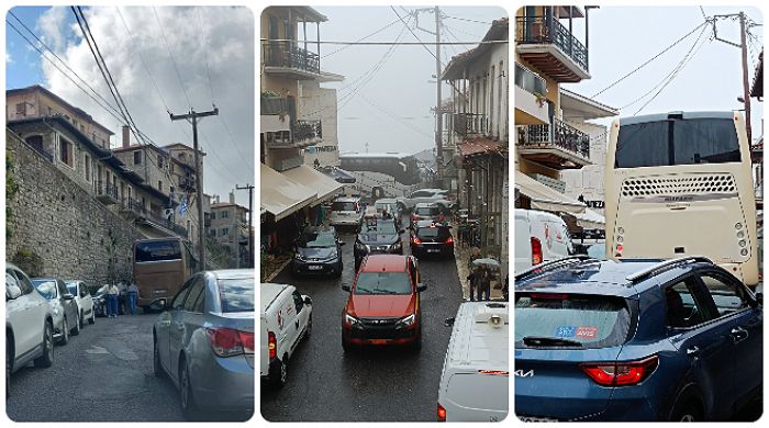 Κυκλοφοριακό κομφούζιο και τις καθημερινές στη Δημητσάνα | Πούλμαν κτύπησε παράνομα παρκαρισμένο αυτοκίνητο