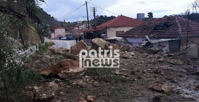 Σοβαρές κατολισθήσεις από την κακοκαιρία στην Ηλεία (εικόνες)