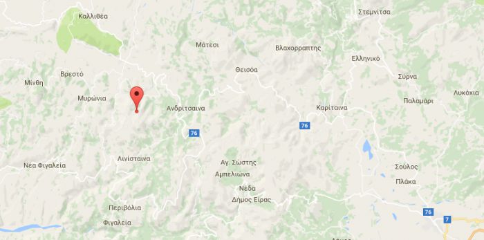 Σεισμικές δονήσεις ανατολικά της Γορτυνίας