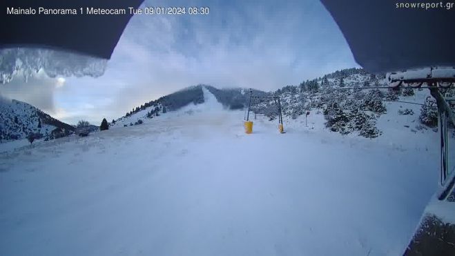 Χιονισμένο Χιονοδρομικό Κέντρο Μαινάλου | Δείτε live εικόνα από τη web camera!