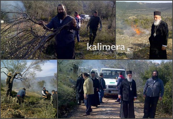 Κληρικοί κλάδεψαν ελαιόλενδρα στην Κυνουρία ... με μπροστάρη τον Μητροπολίτη! (εικόνες)