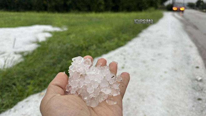 Αργολίδα | Σφοδρή χαλαζόπτωση στο Κουτσοπόδι (εικόνες)