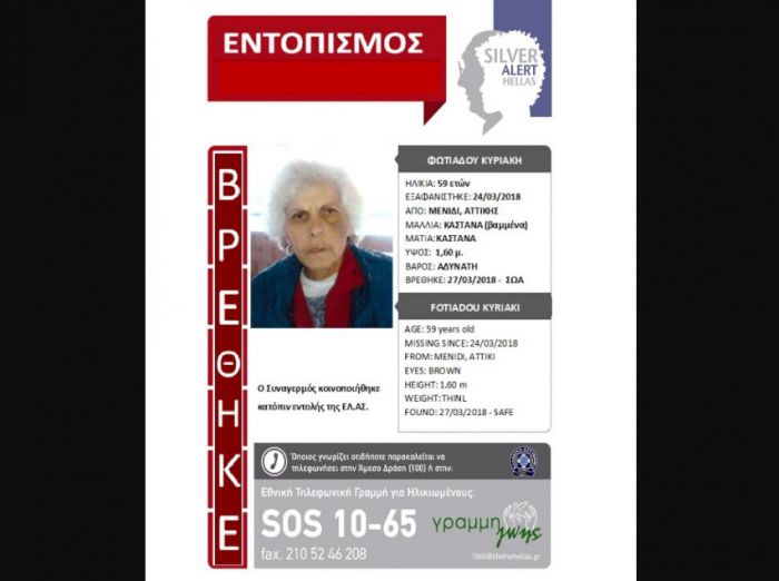 Βρέθηκε σώα η 59χρονη...