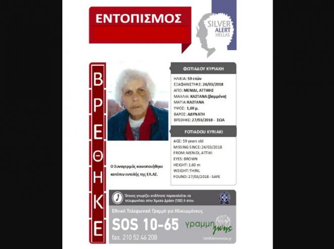 Βρέθηκε σώα η 59χρονη...