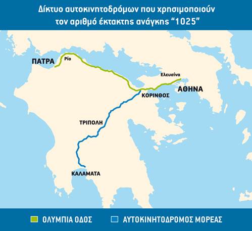 Νέος αριθμός έκτακτης ανάγκης για τον αυτοκινητόδρομο του Μορέα