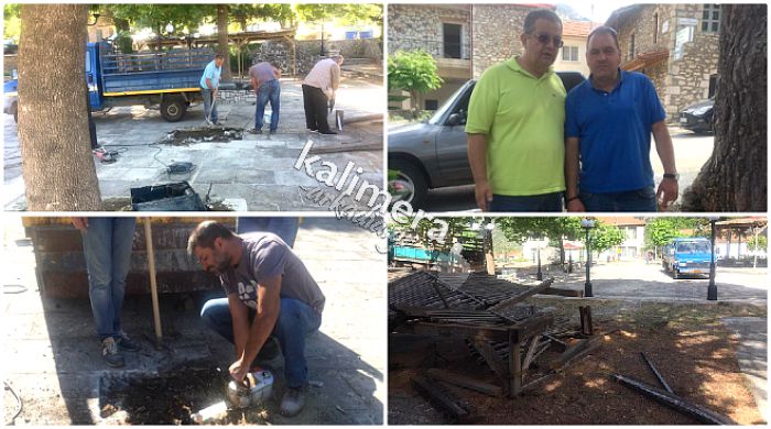 Κανδήλα | Εργασίες συντήρησης και εξωραϊσμού από τα συνεργεία του Δήμου Τρίπολης στην πλατεία του χωριού! (εικόνες)