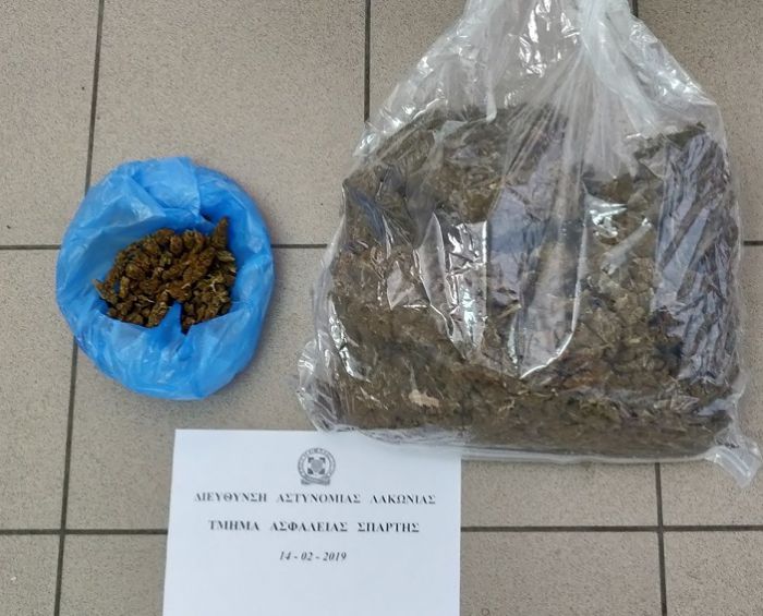1.700 γραμμάρια κάνναβης εντόπισε η αστυνομία στη Λακωνία