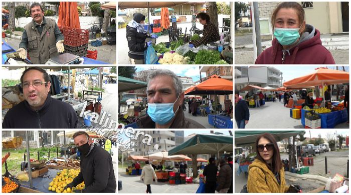 Λαϊκές αγορές στην Τρίπολη | Πωλήσεις με γάντια και μάσκες - Αντισηπτικά για τα κέρματα - Καλές οι τιμές, μειωμένη η κίνηση (vd)