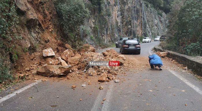 Kατολίσθηση στον δρόμο προς Ταΰγετο