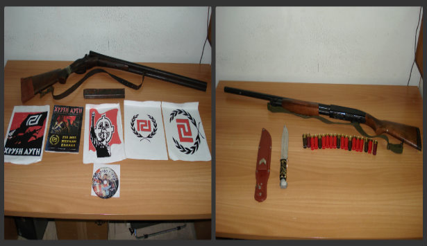 Συλλήψεις στην Πελοπόννησο για παράνομη κατοχή όπλων – Κατασχέθηκε νεοναζιστικό υλικό και έντυπα για τη Χρυσή Αυγή (vd)