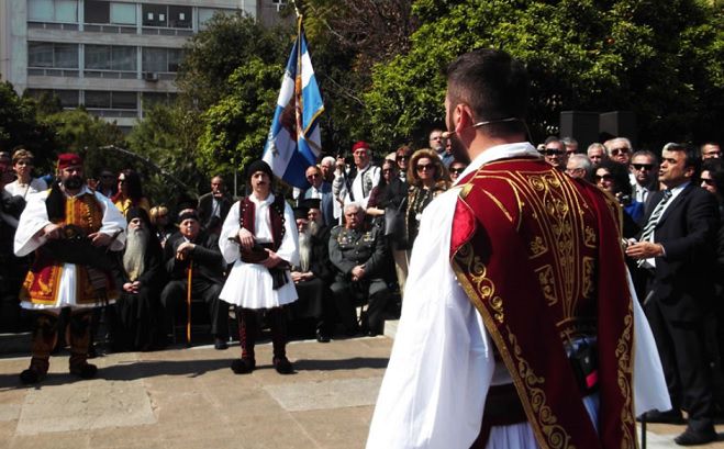 Αναπαράσταση της ορκωμοσίας των οπλαρχηγών Πελοποννήσου στην Παλαιά Βουλή (vd)