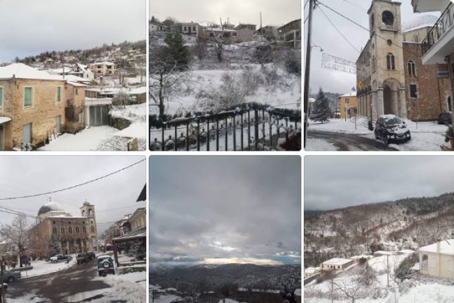 Πανέμορφος ο χιονισμένος Άγιος Πέτρος στην Κυνουρία! (εικόνες)