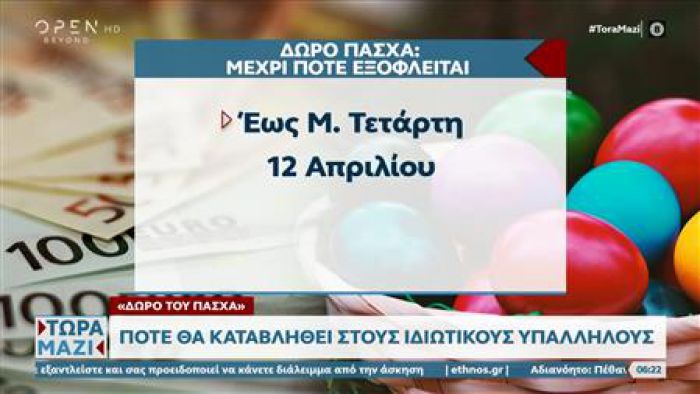 Δώρο Πάσχα | Πότε θα καταβληθεί στους ιδιωτικούς υπαλλήλους