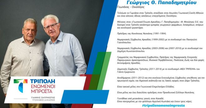 &Tau;&omicron;&nu; &Gamma;&epsilon;ώ&rho;&gamma;&iota;&omicron; &Theta;. &Pi;&alpha;&pi;&alpha;&delta;&eta;&mu;&eta;&tau;&rho;ί&omicron;&upsilon; &kappa;&alpha;&lambda;&omega;&sigma;ό&rho;&iota;&sigma;&epsilon; &omicron; &Sigma;&mu;&upsilon;&rho;&nu;&iota;ώ&tau;&eta;&sigmaf; &sigma;&tau;&eta;&nu; &pi;&alpha;&rho;ά&tau;&alpha;&xi;&eta; &Tau;&rho;ί&pi;&omicron;&lambda;&eta; - &Epsilon;&nu;&omega;&mu;έ&nu;&omicron;&iota; &Mu;&pi;&rho;&omicron;&sigma;&tau;ά