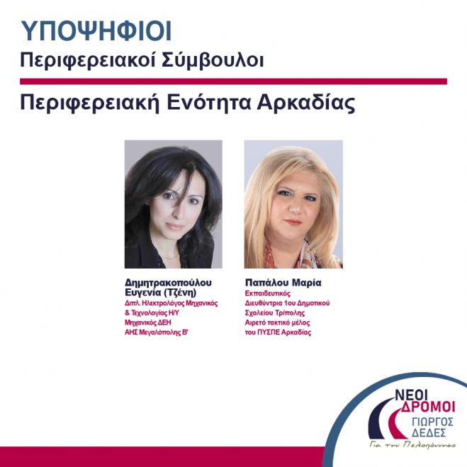 Περιφερειακές εκλογές Πελοποννήσου | Δύο νέες υποψήφιες ανακοίνωσε ο Γιώργος Δέδες!