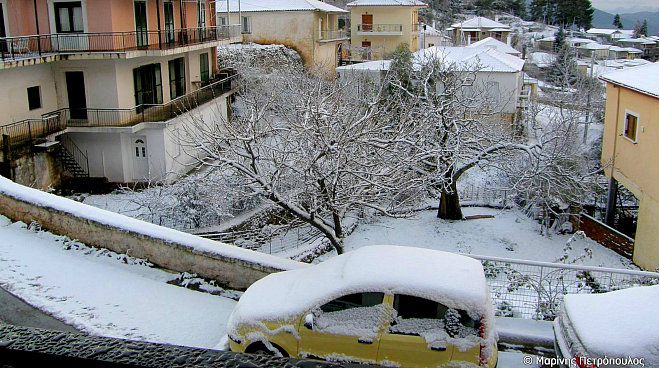 Ο χιονιάς … επισκέφθηκε και τα Τρόπαια Γορτυνίας (εικόνες)!