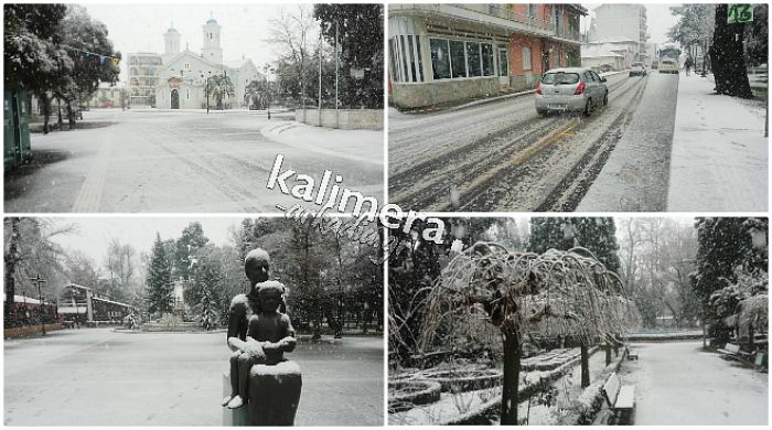 Τρίπολη | Ισχυρή χιονόπτωση - Όλα λευκά στην πόλη! (vd)