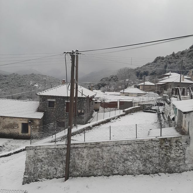 Μαίναλο | Λευκό τοπίο στο χωριό Τσελεπάκου (εικόνες)