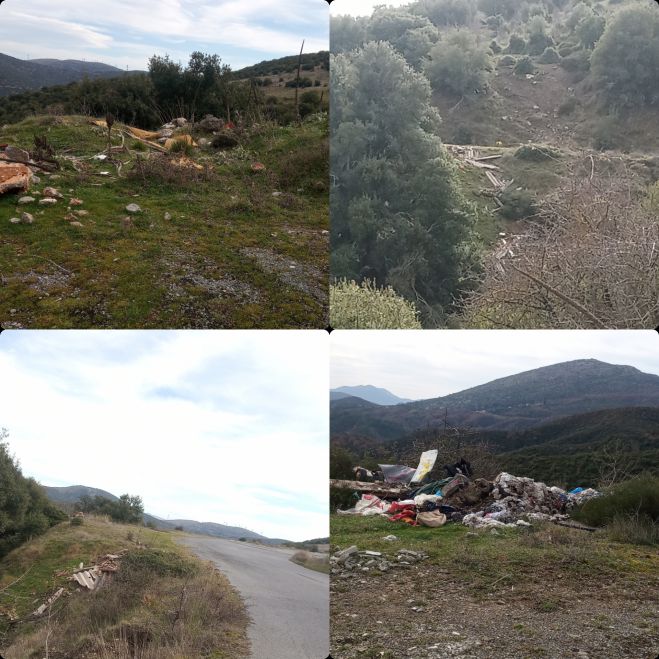 Πεταμένα σκουπίδια στο δρόμο ανάμεσα σε Δόριζα και Αραχαμίτες