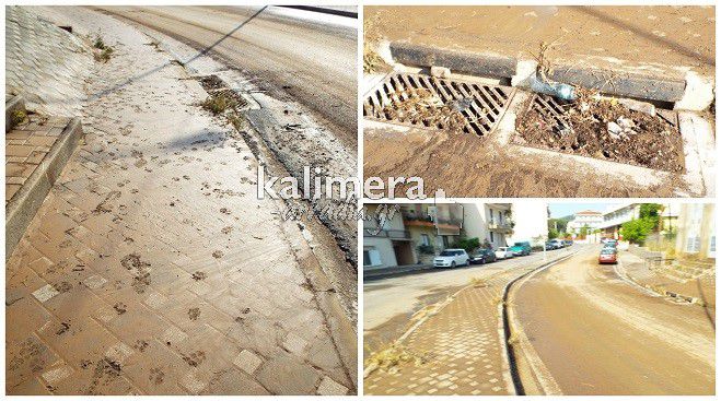 Κακοκαιρία: Καθάρισε ο πλημμυρισμένος δρόμος κοντά στην πυροσβεστική (εικόνες)
