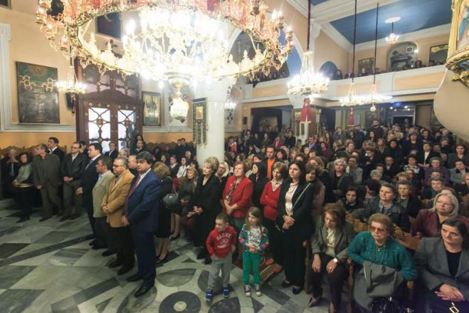 &Eta; &epsilon;&omicron;&rho;&tau;ή &tau;&omicron;&upsilon; &Alpha;&gamma;ί&omicron;&upsilon; &Delta;&eta;&mu;&eta;&tau;&rho;ί&omicron;&upsilon; &sigma;&tau;&eta;&nu; &Tau;&rho;ί&pi;&omicron;&lambda;&eta; (&epsilon;&iota;&kappa;ό&nu;&epsilon;&sigmaf;)