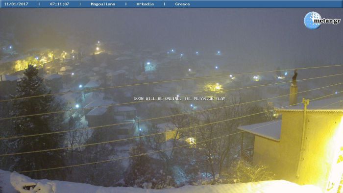 Χιονίζει στην Αρκαδία - Live ο καιρός από web κάμερες!