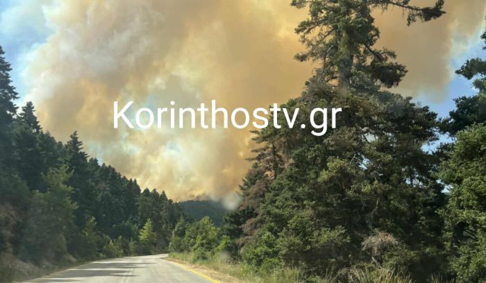 Μεγάλη φωτιά στο Φενεό Κορινθίας – Εκκενώθηκε η Καστανιά, ανεξέλεγκτο το πύρινο μέτωπο (vd)
