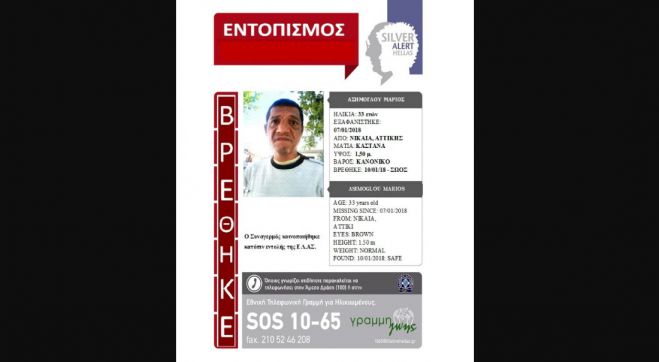 Βρέθηκε σώος ο 33χρονος ...