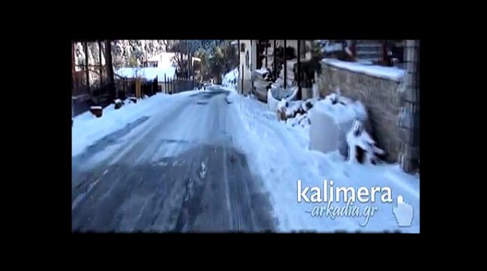 Βίντεο με δρόμους … «γυαλί» από τον πάγο στην ορεινή Γορτυνία!