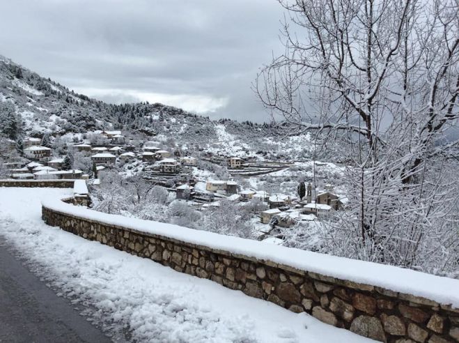 Κατάλευκα από το χιόνι τα Μαγούλιανα Γορτυνίας! (εικόνες)