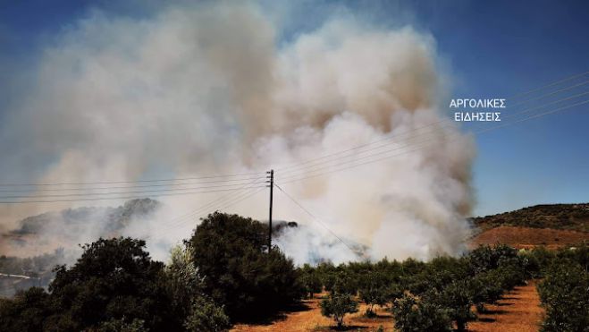 Πυρκαγιά ξέσπασε στα Πυργιώτικα Ναυπλίου