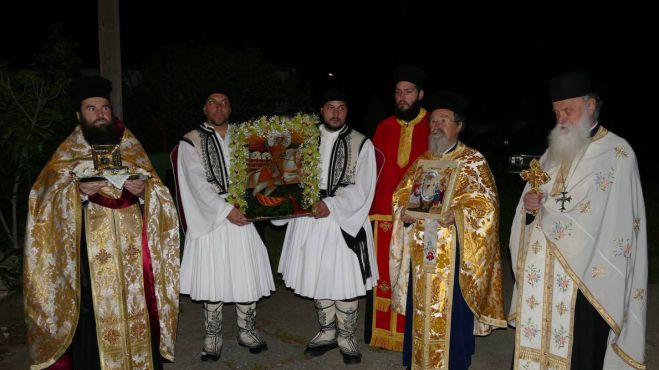 &Eta; &gamma;&iota;&omicron;&rho;&tau;ή &tau;&omicron;&upsilon; &Alpha;&gamma;ί&omicron;&upsilon; &Gamma;&epsilon;&omega;&rho;&gamma;ί&omicron;&upsilon; &sigma;&tau;&omicron; &Epsilon;&lambda;&alpha;&iota;&omicron;&chi;ώ&rho;&iota; (&epsilon;&iota;&kappa;ό&nu;&epsilon;&sigmaf;)